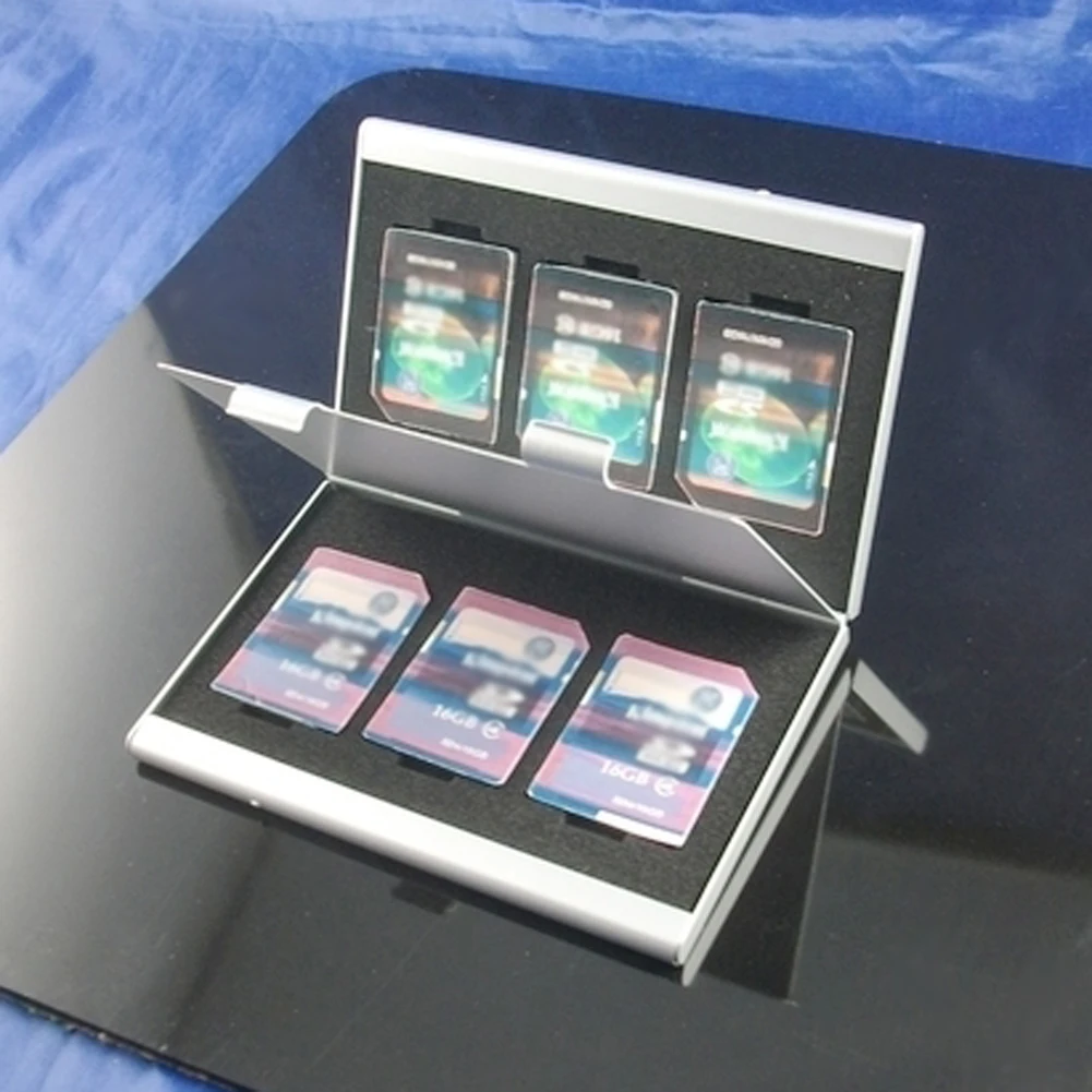 Memory Card Storage Case Portable Memory Card Storage Box Organizer Aluminum for SD/SDHC/MMC Cards