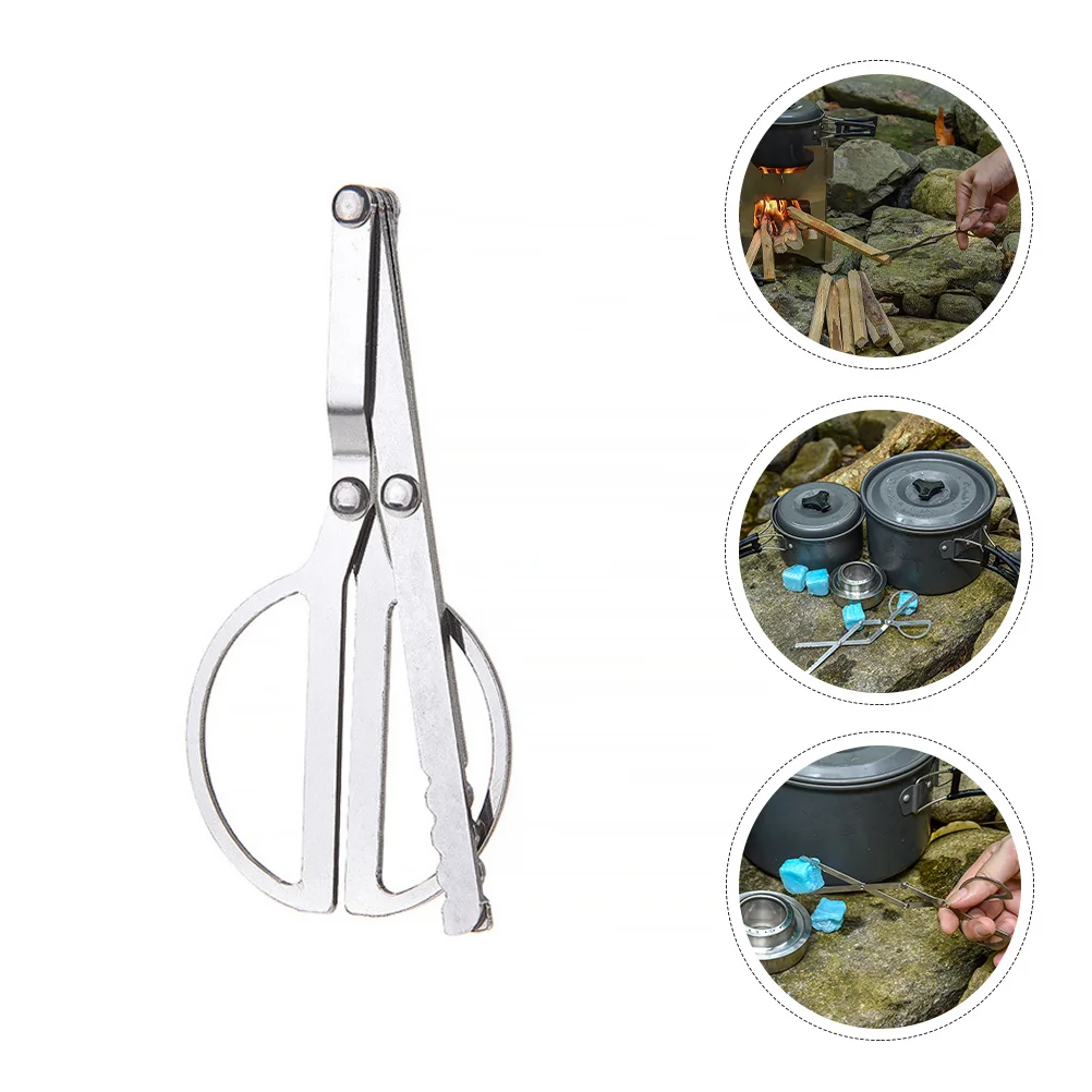

Stainless Steel Charcoal Clamp Long Handle Bbq Tool Portable Lightweight for Cooking Grilling Camping Barbecue