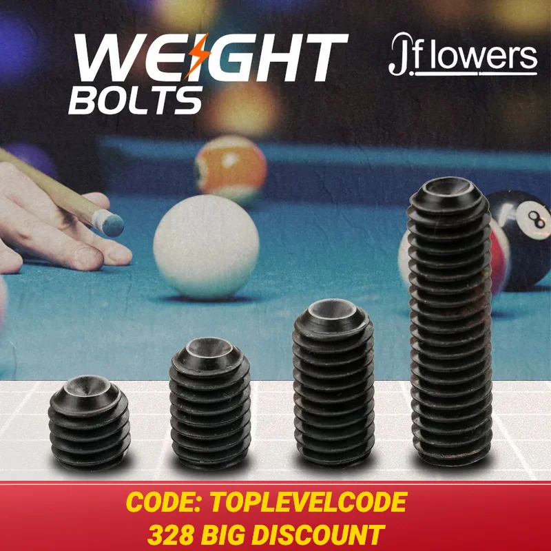 Jflowers Weight Bolt Adjust 0.2/0.4/0.5/0.7oz 12/19/25/45mm 4 Pieces Set of Weight Bolt Adjustable Billiard Accessories