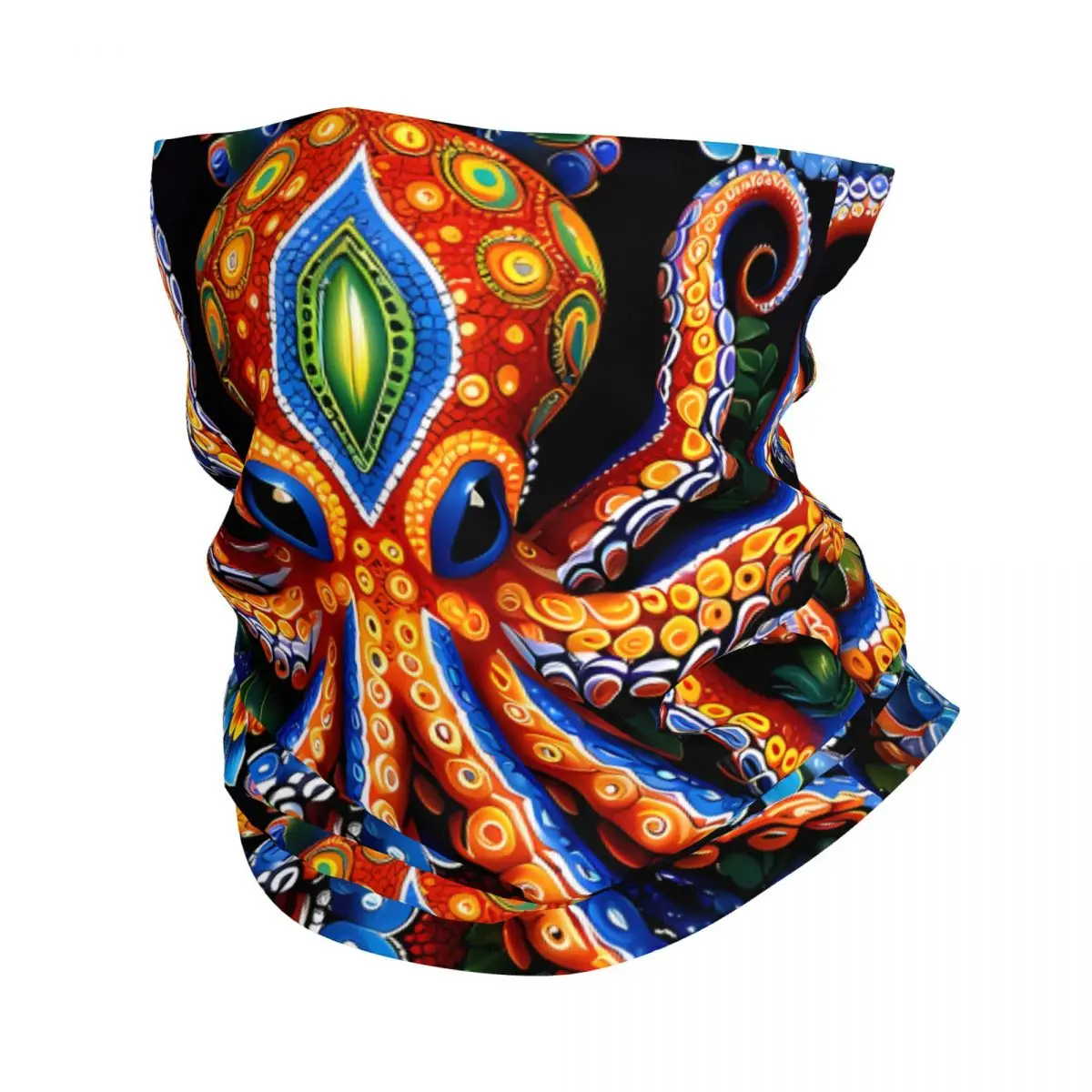 Huichol Mystical Tentacles Thin Bandana Neck Gaiter Wrap Scarf Headband Neck Cover