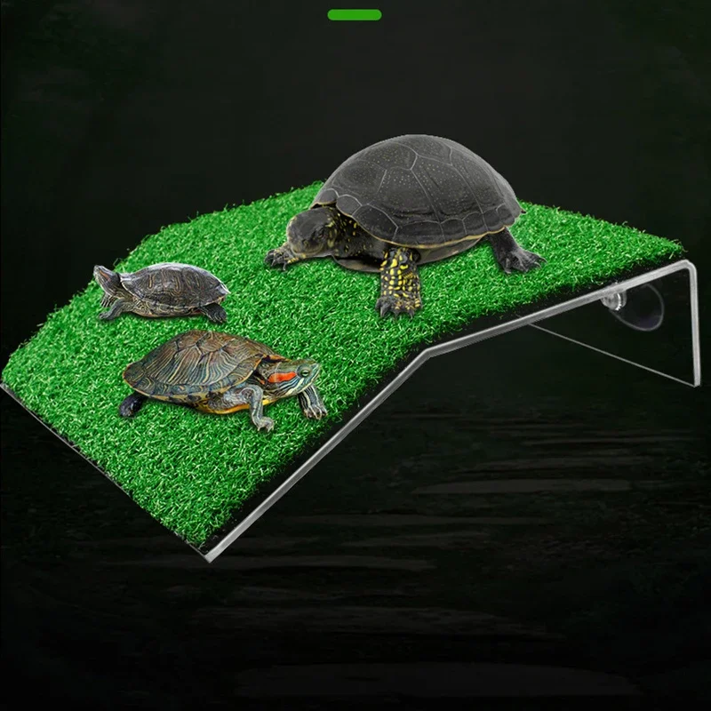 Simulated Lawn Landscaping Turtle Basking Platform Suction Cup Tortoise Climbing Ladder Drying Floating Fish Tank Decoration