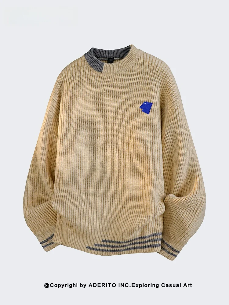 

Retro American Letter Embroidery Sweater Loose Lazy Sle Knitted Coat for Men And Women Casual Warm Breathable Polyester Fiber