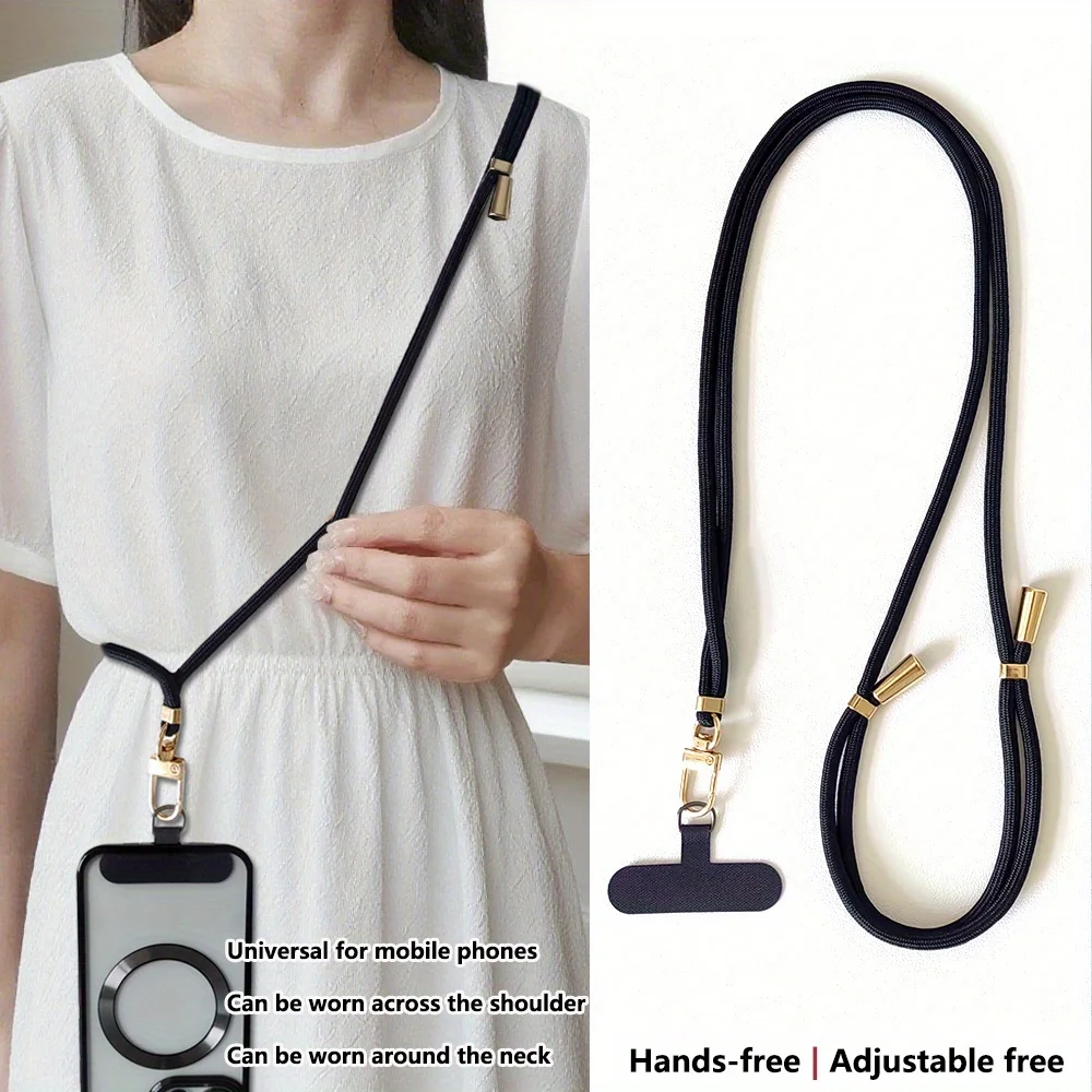 Verstelbare telefoonkoord, anti-drop telefoonriem voor op reis, lange verstelbare nekriem, duurzame effen kleur crossbody riem, functionele crossbody telefoonriem, duurzaam - afbeelding 2