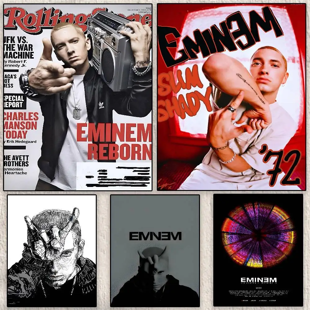 

Hot Singer E-EminemS Poster Modern Waterproof HD Wall Art Decal Self-Adhesive Aesthetic Decor for Home Living Room Bedroom Bar