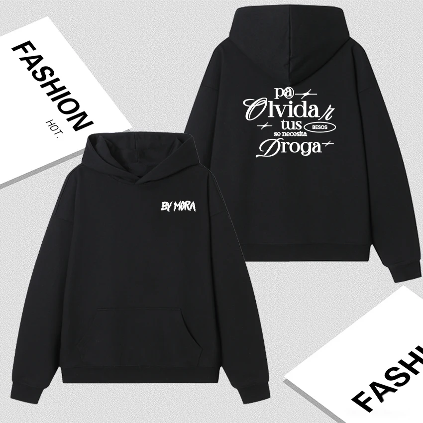 

Fashion Rapper MORA DROGA Letters Print Hoodies Men Women Harajuku Hip Hop Fleece Long sleeve Sweatshirts Autumn Winter Unisex