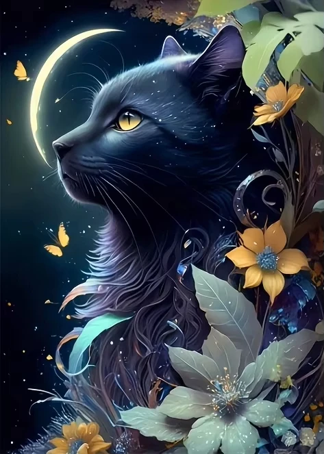 

500/1000Pcs Puzzles for Cat Under The Moon Jigsaw Puzzles for Bedroom Livingroom Challenging Family Activity Game