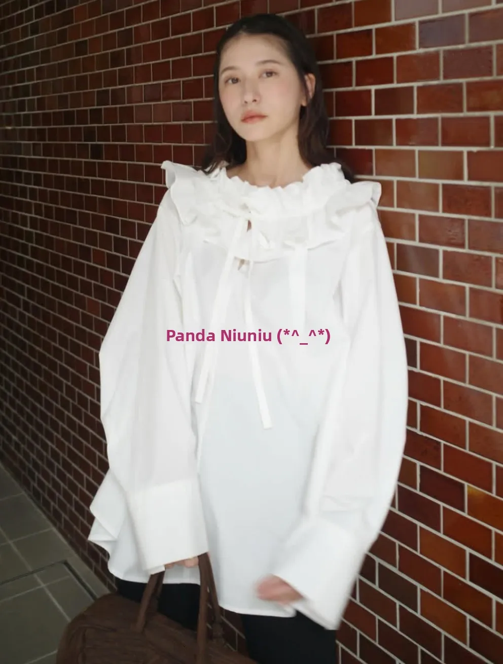 

Elegant Pure Color Shirt with Lace Bow Design Casual Loose Fit Long Sleeve Breathable Skin-Friendly Female Fashion