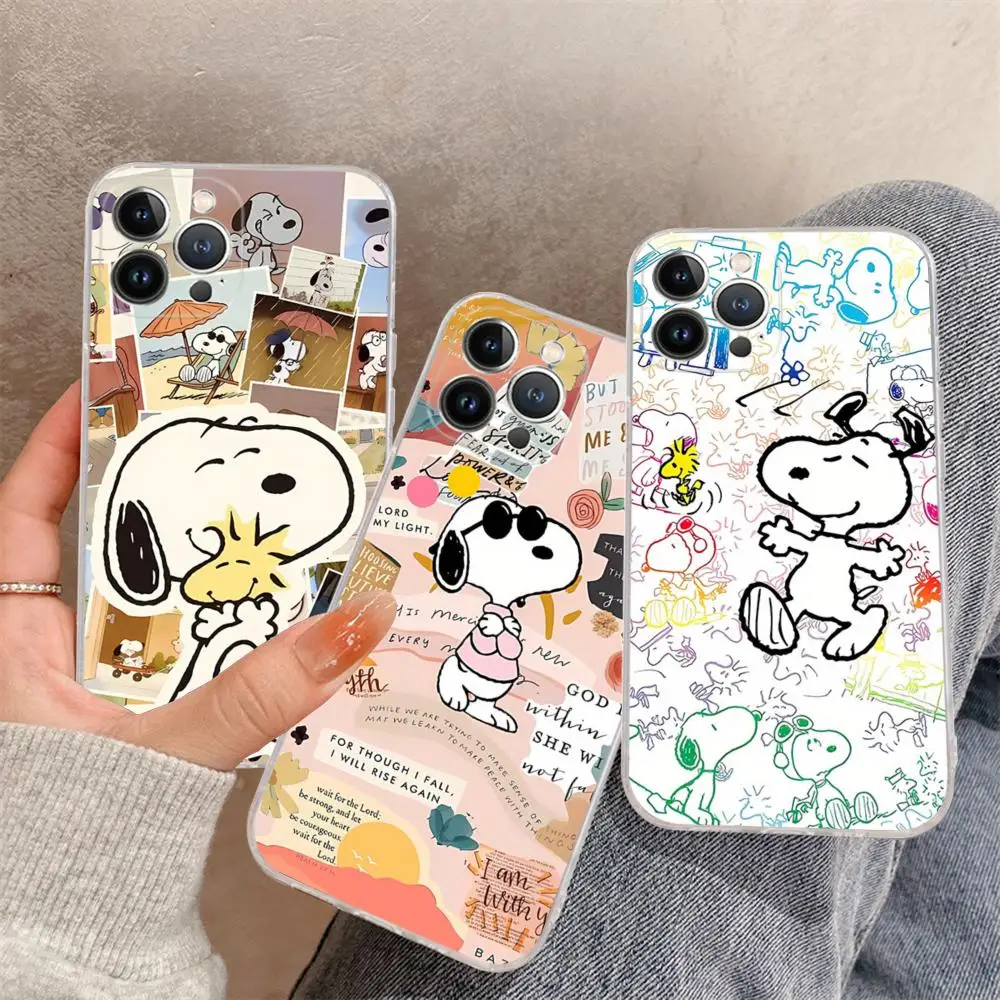 Cartoon S-Snoopys-Dog Phone Case For iPhone 15 14 11 12 13 Mini Pro XS Max Cover 6 7 8 Plus X XR SE 2020 Funda Shell