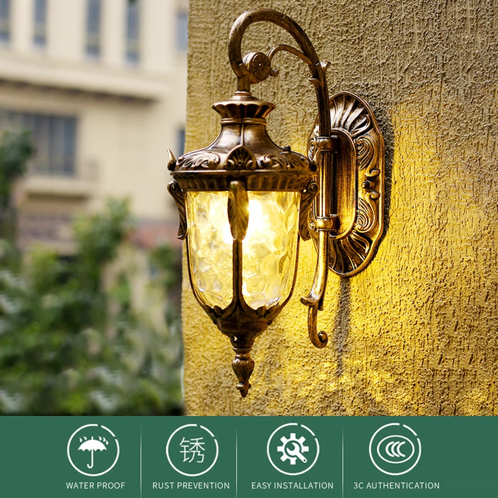 European Outdoor Wall Sconce Retro Wall Lamp Waterproof Wall Mounted Sconces Fixture Aluminum Alloy for Front Door Porch Patio