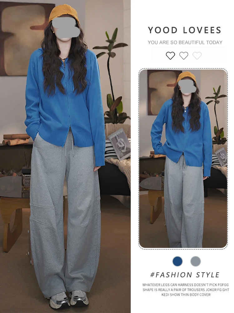 

Stylish Zipper Hooded Women's Set Beautiful Casual Long Pants Korean Atmosphere Feel Good Fit Autumn Spring Seasonal Wear
