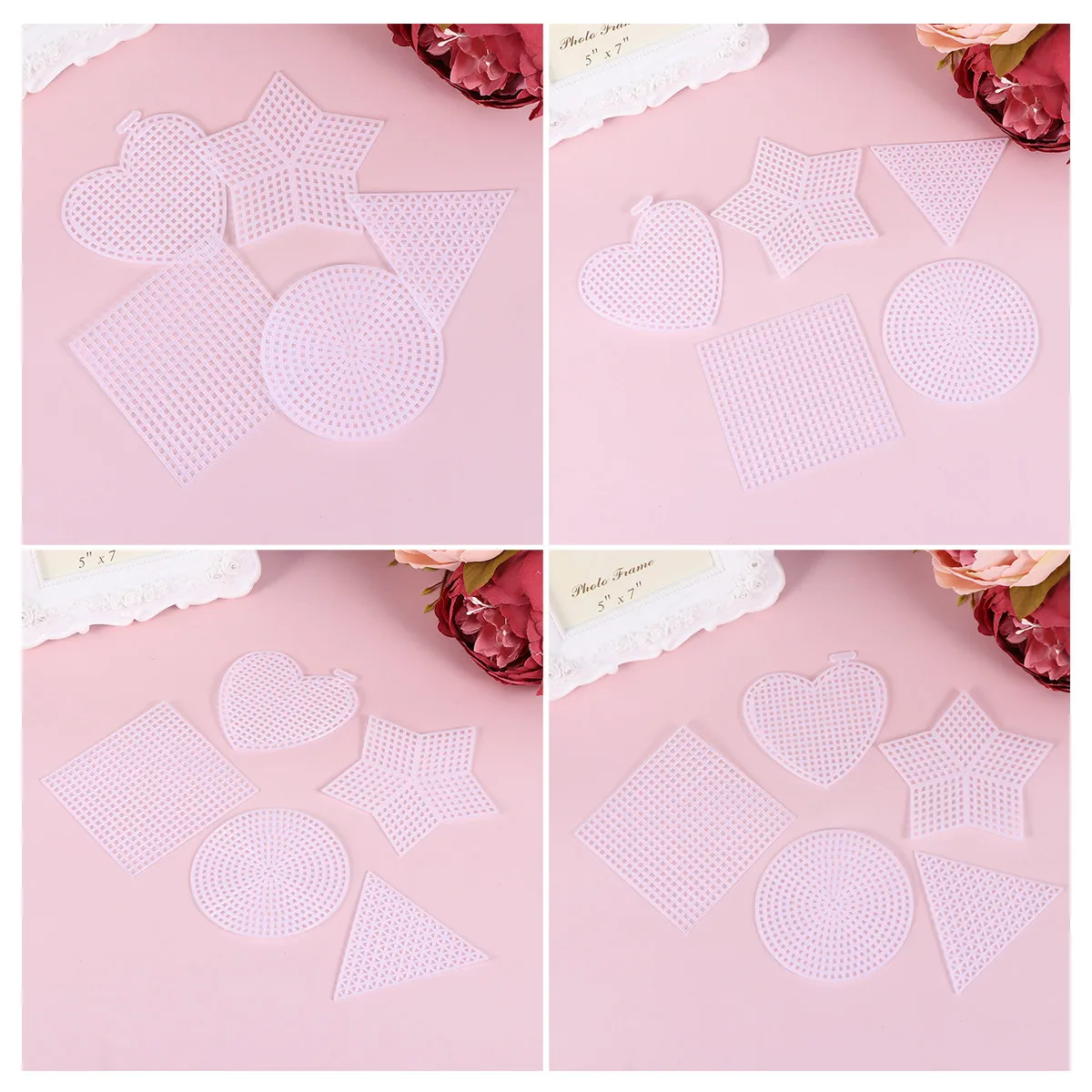 

50Pcs Sturdy Plastic Cross Stitch Mesh Grid Sheet Multi-Purpose DIY Craft Material for Embroidery Liner Board Bag