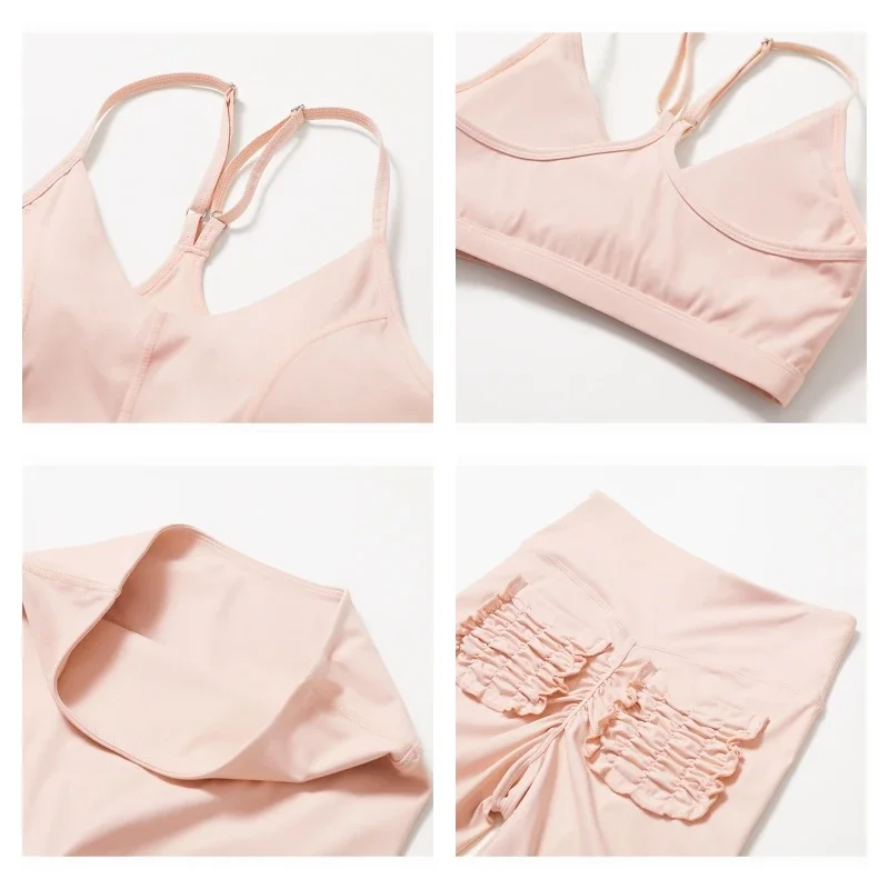 النساء مقاعد يوجا 2 قطعة عالية الخصر سريعة الجافة متوهج اللياقة البدنية تجريب الملابس لينة تمتد طماق الصالة الرياضية أكتيفيوير 2025 جديد