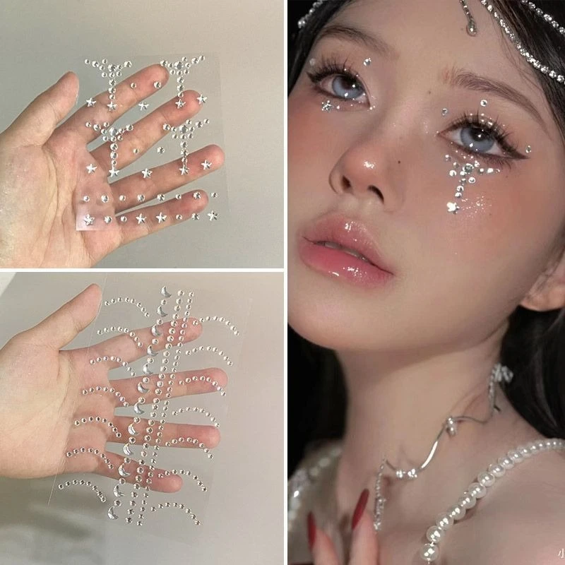 1pcs Transparent Rhinestone Face Jewels Sparkling Gem Nail Art Stickers Jewels Stickers Festival Body Art Decor Nail Diamond