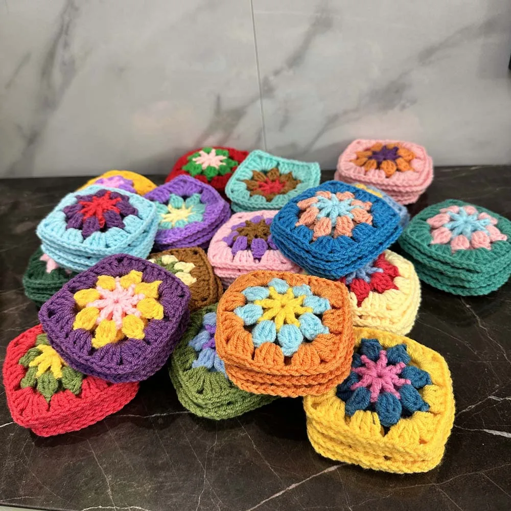 Two girls 50pcs/lot Handmade Original 7.5cm Trade Hand Crochet Coaster Handmade Cup Mat Photo Props Placemat Decorative Mat