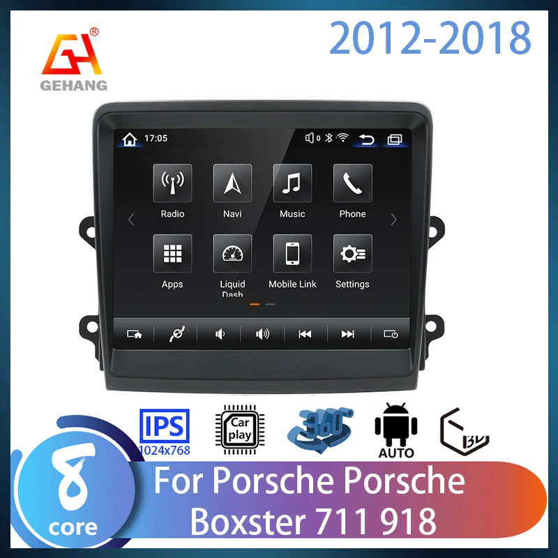 

GEHANG Car Radio Auto Stereo 4G LTE 64G For Porsche Boxster 911 718 2010-2017 Android auto Multimedia Player Wireless carplay