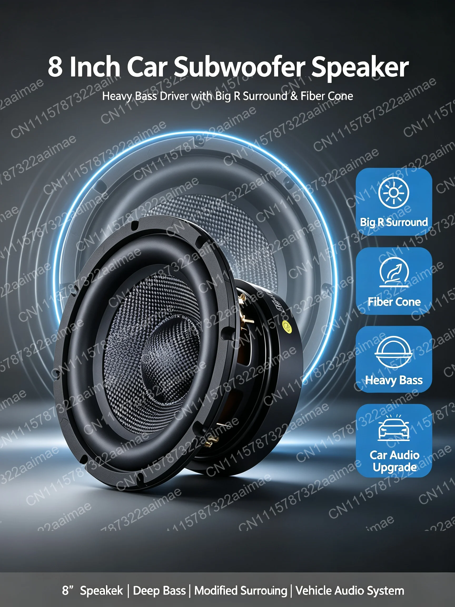 8 Inch Woofer 3-Way Speaker High Power Heavy Bass Subwoofer Audio System 1 Pc