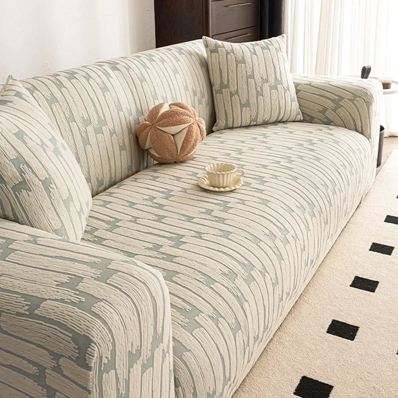 1pc Stretch Sofa Slipcover Solid Color Sofa Couch Cover Soft Non-slip Dustproof Furniture Protector for Living Room Home Decor