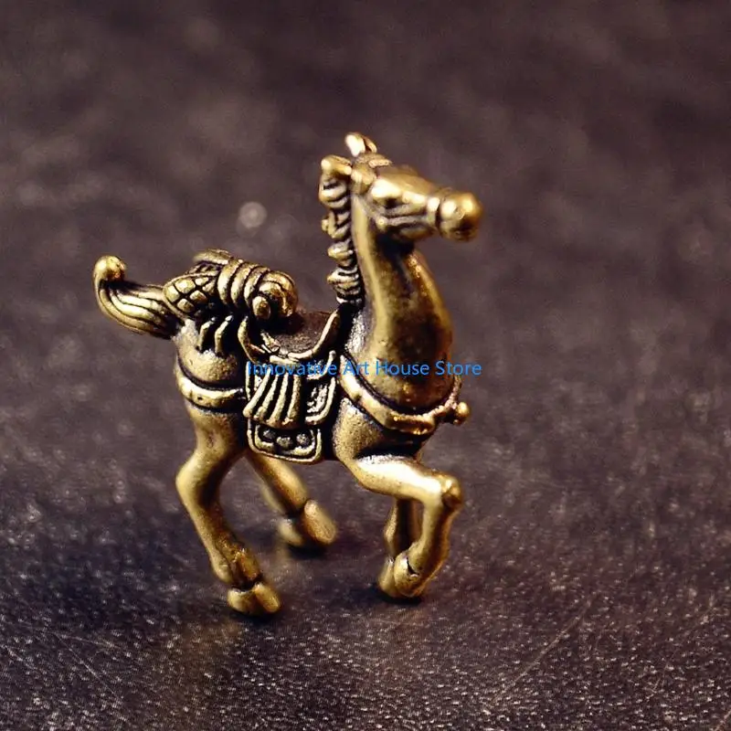 E1PC Brasses Horse Figurine for Desk Shelf or Tea Table Decorative Accent