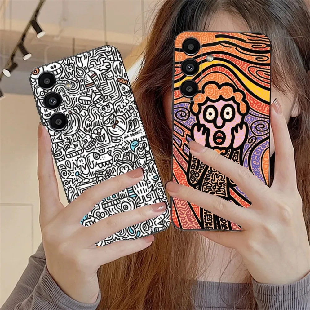 

Graffiti-Art M-Mr Doodle Phone Case For Samsung S24,S21,S22,S23,S30,Ultra,S20,Plus,Fe,Lite,Note,10,9,5G Black Soft Cover