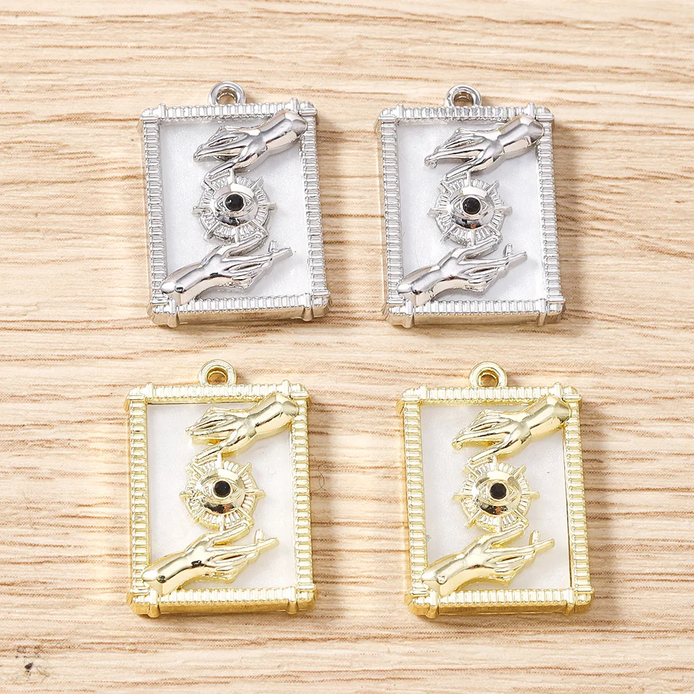Tusember 5 Stück vergoldete Tarot-Stern-Mond-Böses-Auge-Hamsa-Hand-Anhänger Talisman-Charms für DIY-Schmuckherstellung, Halsketten, Ohrringe – Detail 29