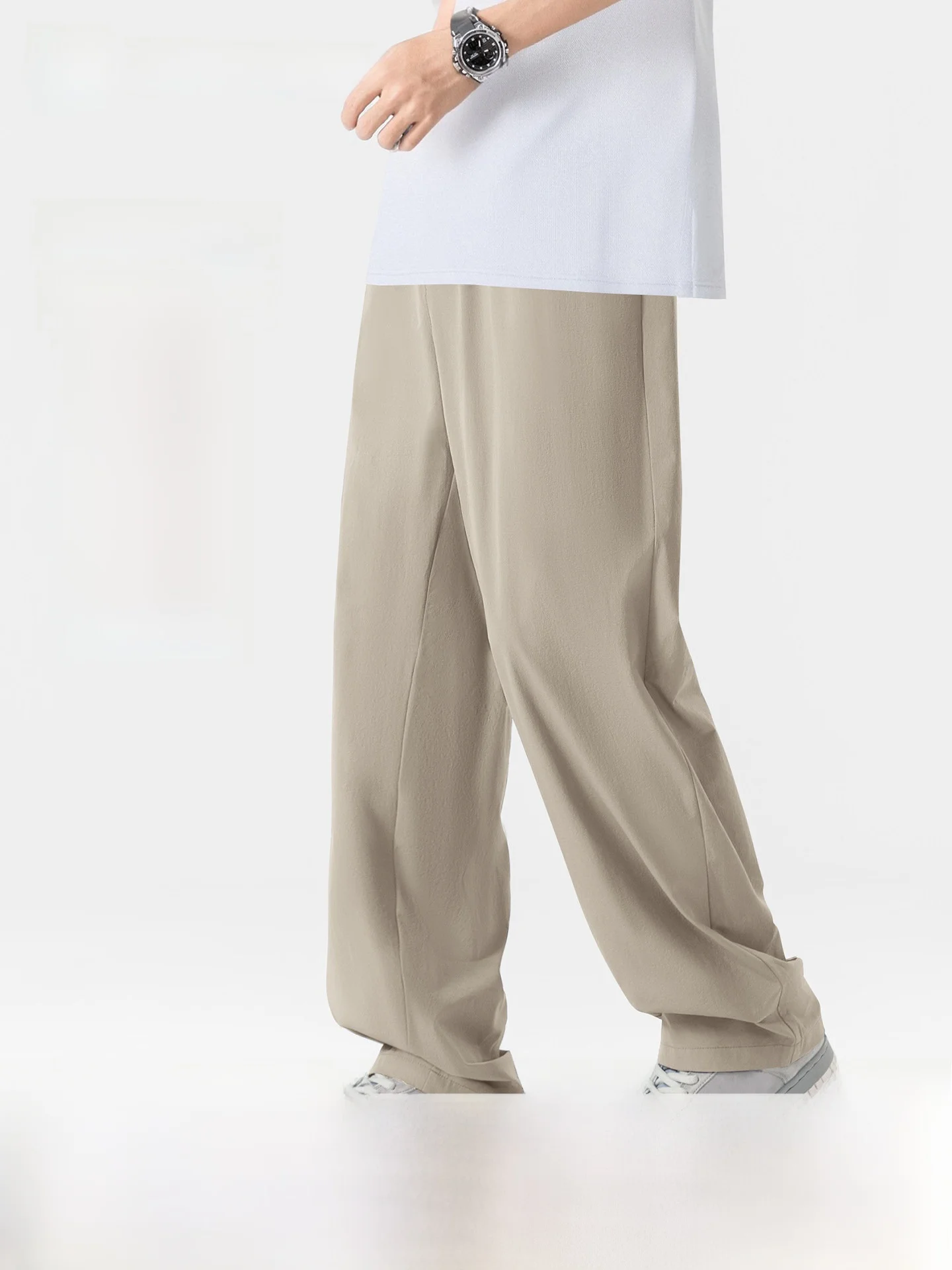 

Ice Silk Casual Pants Men's Lightweight Cool Feeling Dra Qui Dry Summer Straight Leg Elastic Waist Sports Leisure Trousers