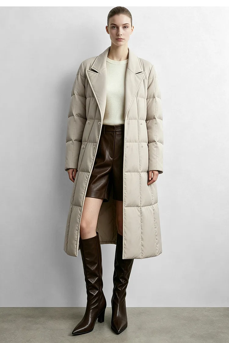 Amii Women's A-Line Down Jacket Lapel Collar Lightweight Warm Slim Fit Commuter Minimalist Women's Winter Down Jacket 12644006