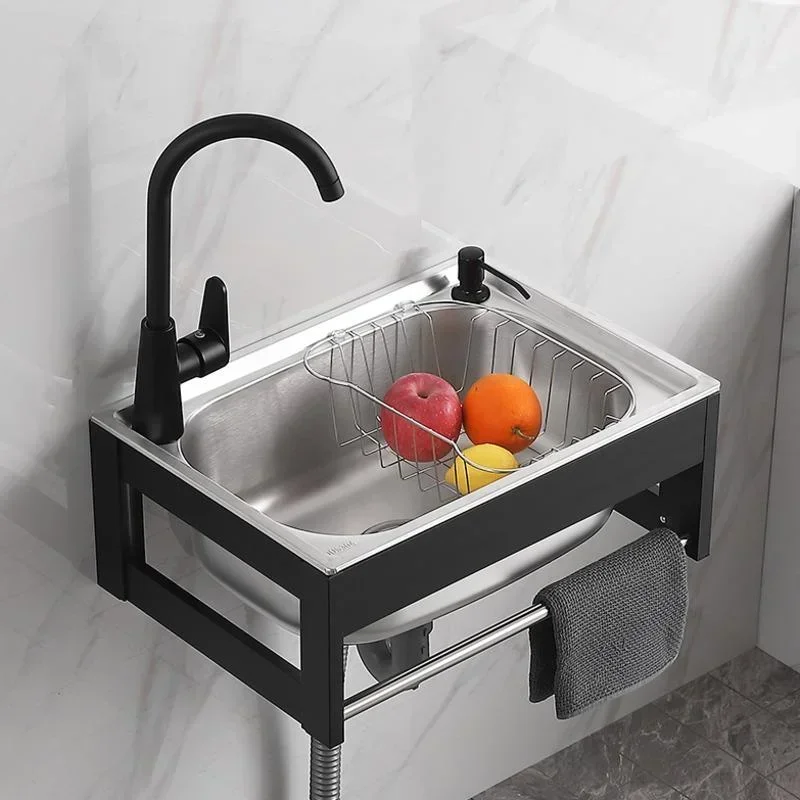 Motion-proof Stainless Steel Hanging Wall Sink Kitchen Simple Washing Basin With Bracket Sink Kitchen Accessories