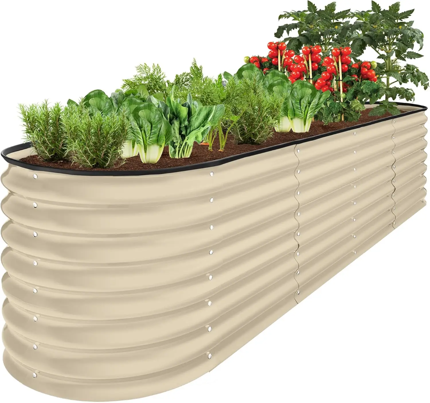 

Products 8x2x2ft Metal Raised Garden Bed, Oval Outdoor Deep Root Planter Box for Vegetables, Herbs w/ 4 Support Bars,