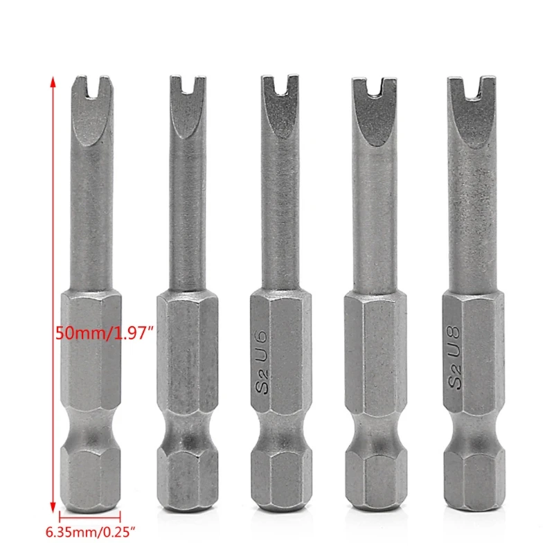 5 Pcs 1/4 Inch Shaped Screwdriver Bits Tools 50mm Length U4-U8 Drop Shipping