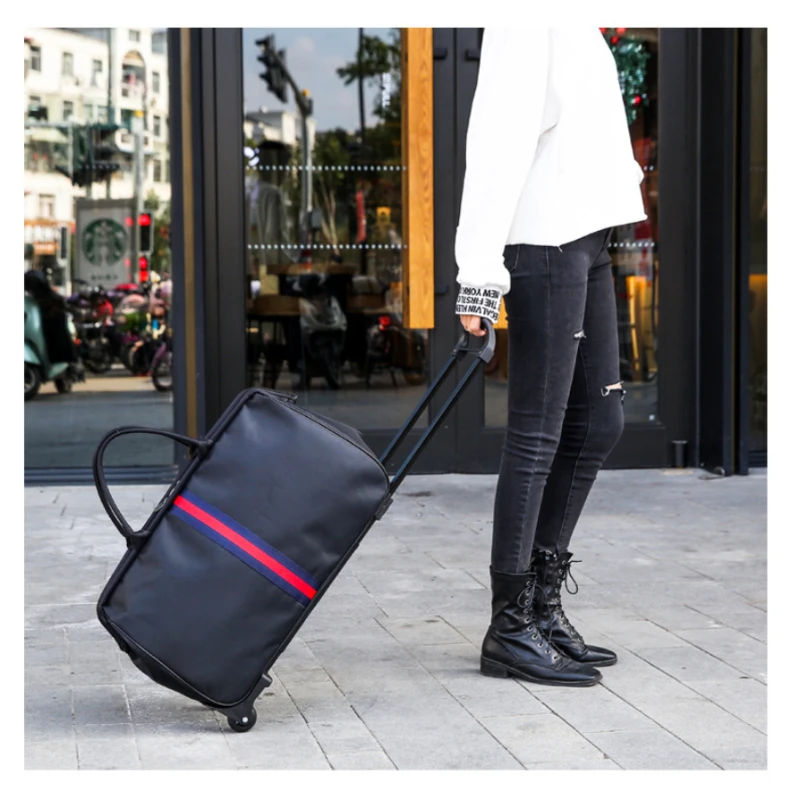 Retro fashion tie rod travel bag, handbag suitcase, waterproof portable lightweight luggage tie rod bag