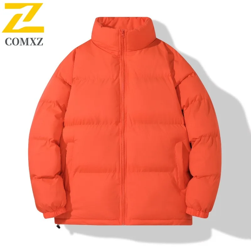 COMXZ 2025 Winter Stand Collar Color Block Padded Coat Unisex Casual Sports Outwear Travel Color Trendy Warm Couple Jacket