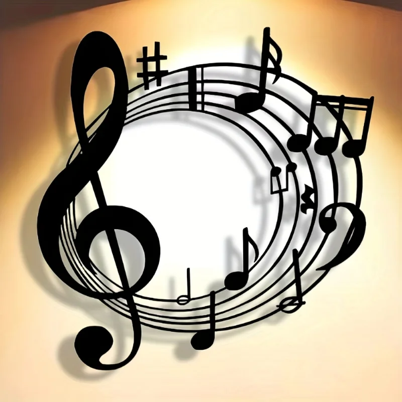 1pc Room Decor Elegant Music Note Metal Sign - Abstract Art, Rustic Farmhouse Style - For Halloween & Christmas