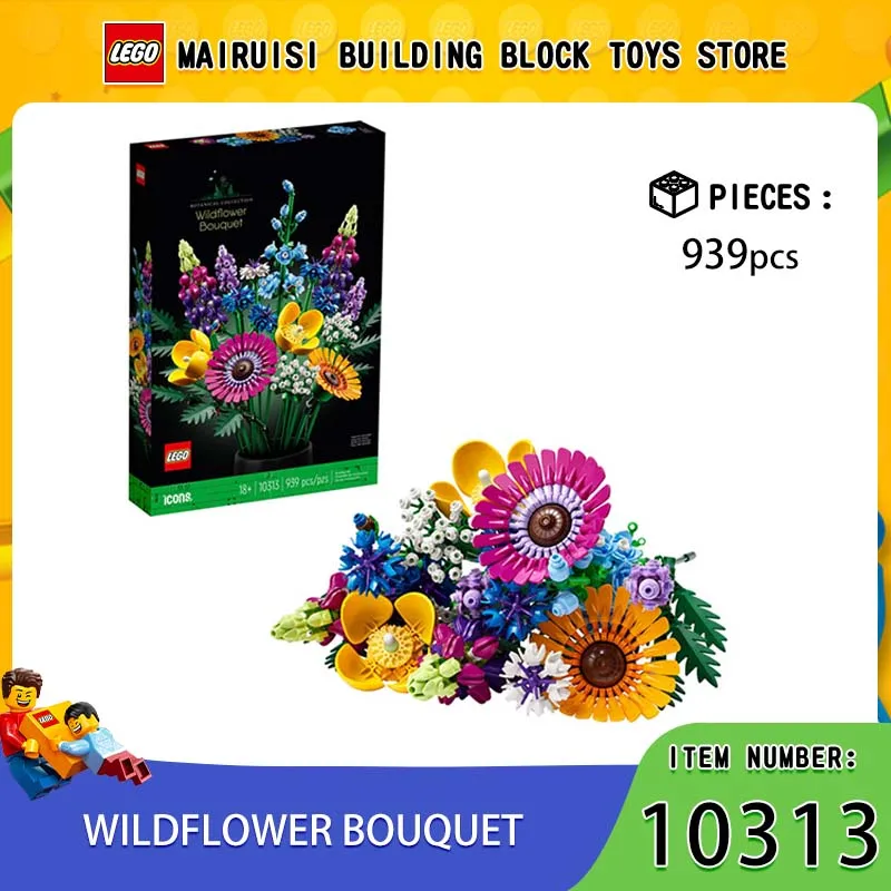 

LEGO 10313 Набор букетов полевых цветов Icons — искусственные цветы с маками и лавандой