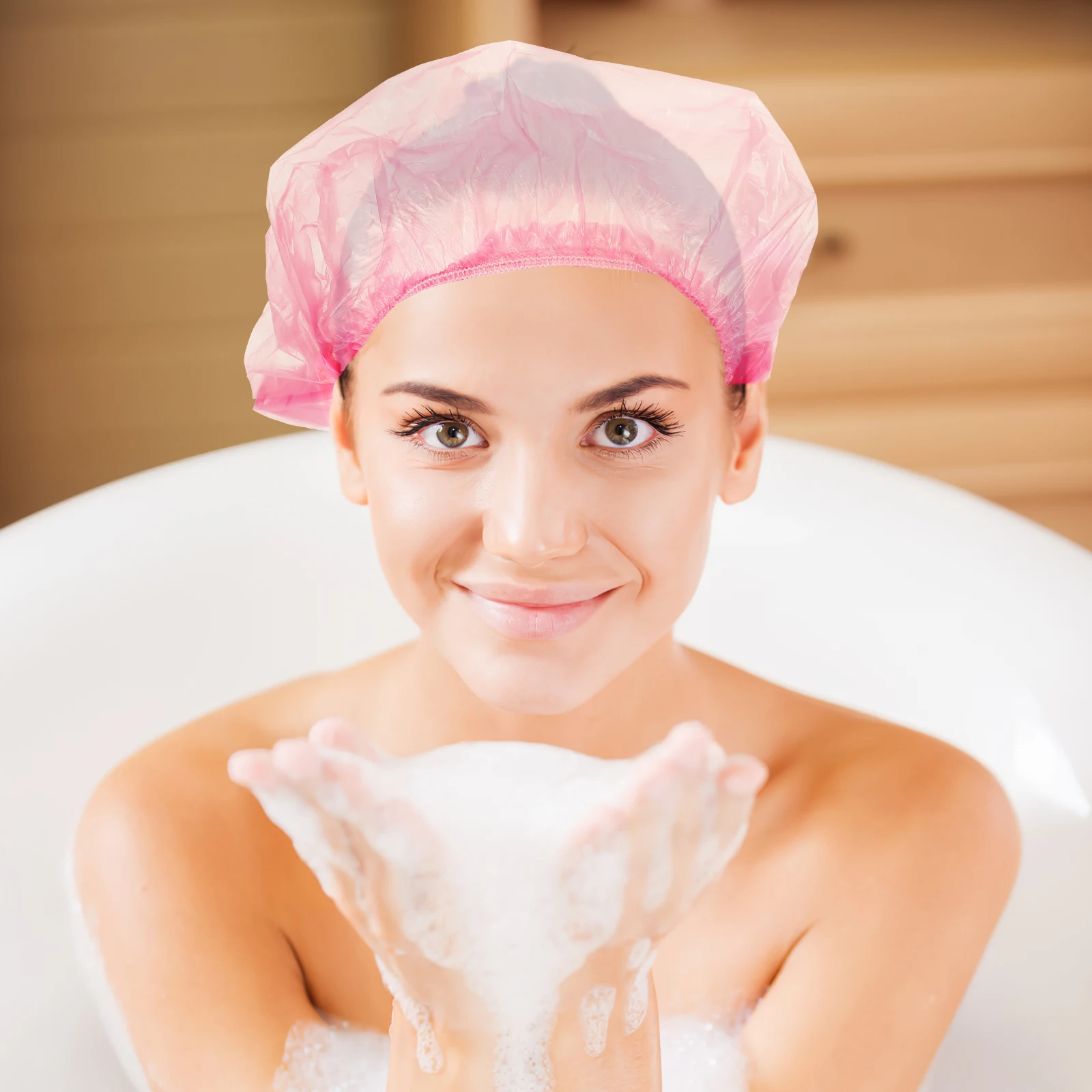 

Disposable Shower Caps Satin Bonnet Hair Dye Water Proof Cover One Size Fits Most Protect Hair No Cleaning Needed Home Store Use