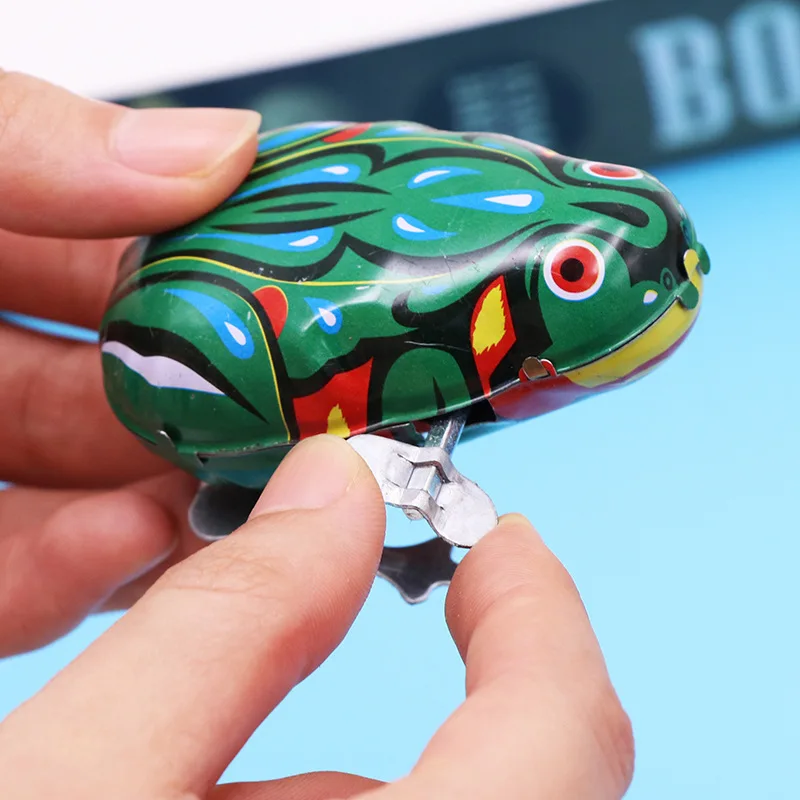 Crianças clássico estanho acabar relógio saltando ferro sapo brinquedo figuras de ação brinquedo para crianças brinquedos clássicos para o presente do menino