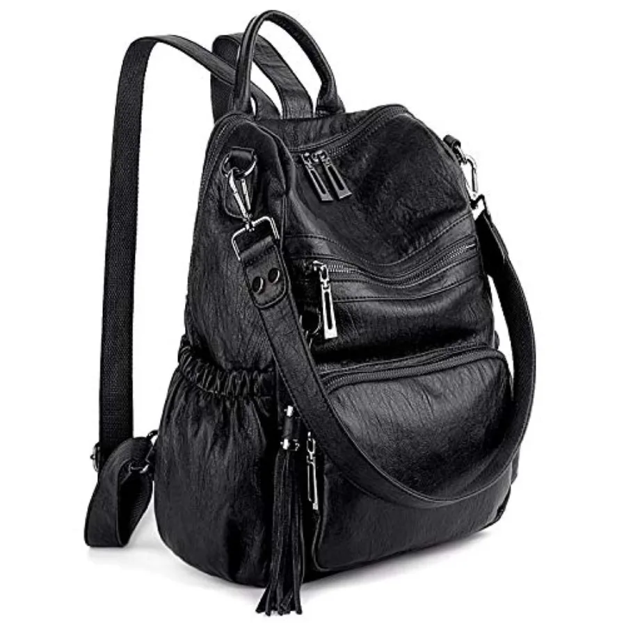 

UTO Women Backpack Purse Leather Vegan Ladies Fashion Designer Rucksack Convertible Travel Shoulder Bag with Tassel