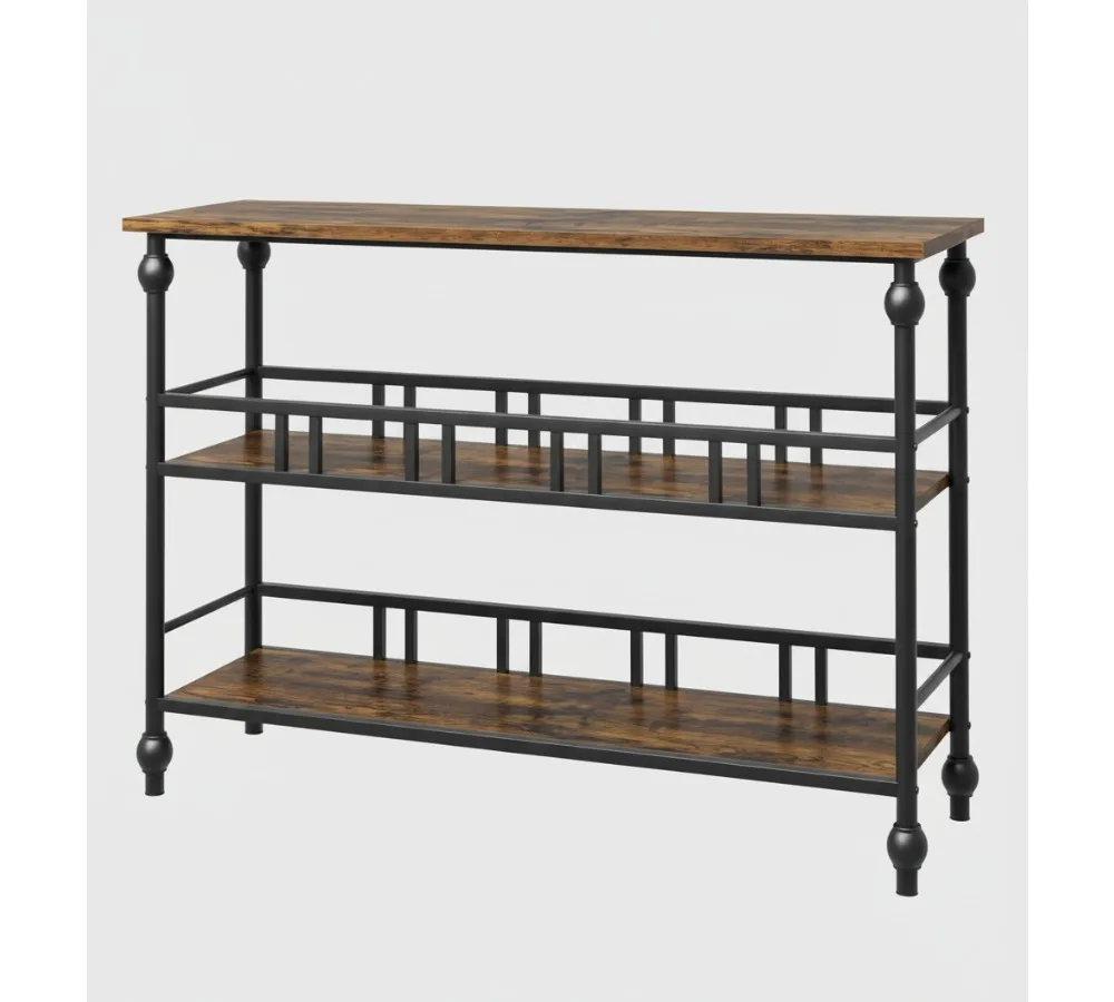 

Промышленный консольный столик с 3-уровневым хранилищем, 43-дюймовый узкий диван-стол для небольших помещений, мебель для прихожей у гостиной