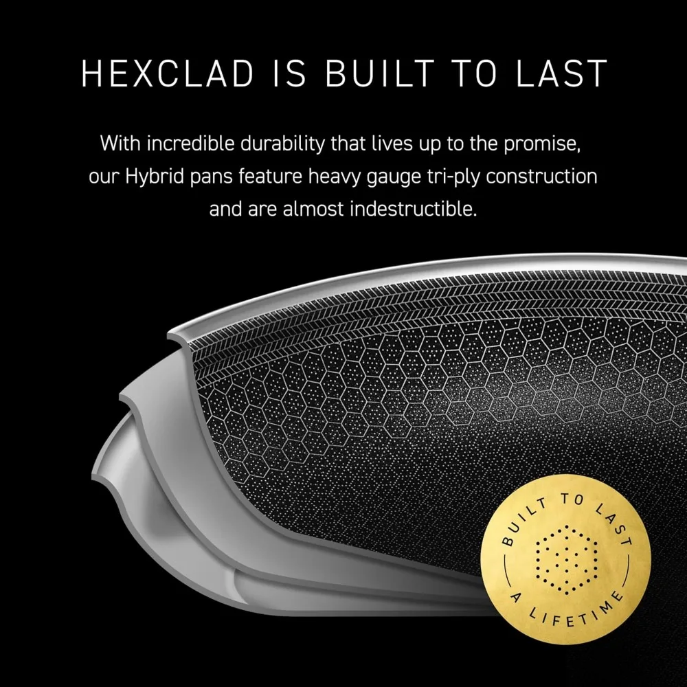 مقلاة سداسية آمنة للفرن مقاس 8 بوصات غير لاصقة مع مقبض رائع، آمنة للاستخدام في غسالة الأطباق، متوافقة مع الحث، مقاومة للحرارة حتى 900 ° ف