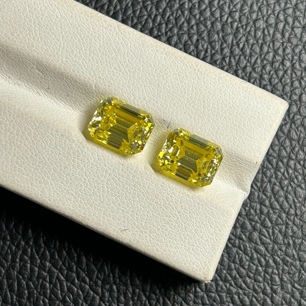 

Moissanite Stone Emerald Goose yellow D VVS1 Lab Grown Diamond Charms Ring Necklace Earrings Main Materials With GRA Certificate