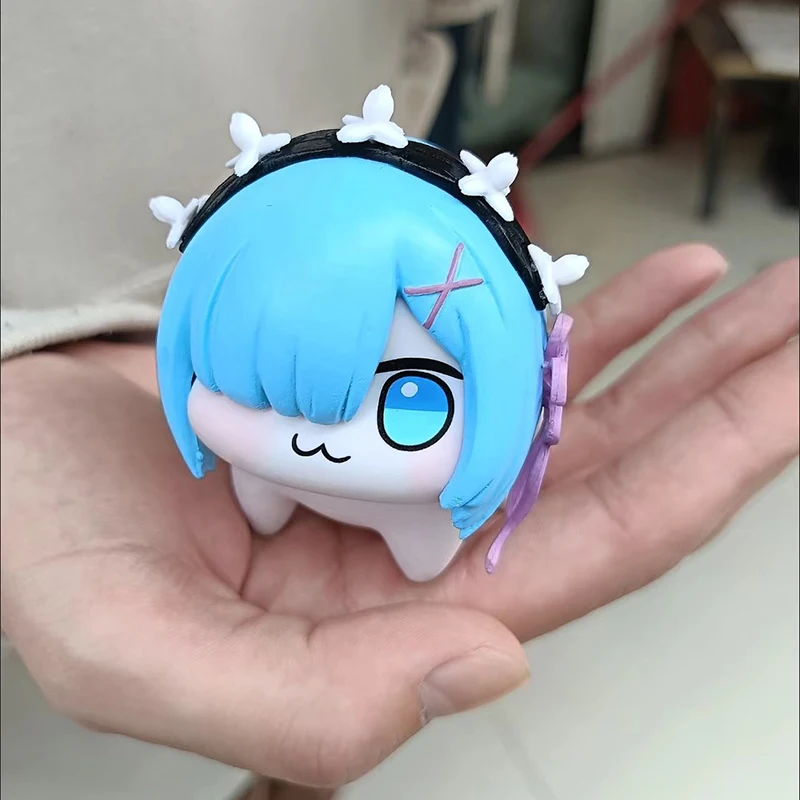 اليابانية الساخنة أنيمي دورو ريم Q نسخة اللعب الشكل دمية تحصيل بولي كلوريد الفينيل ثابت الهزلي سلسلة لعبة سطح المكتب الديكور هدايا عيد الميلاد