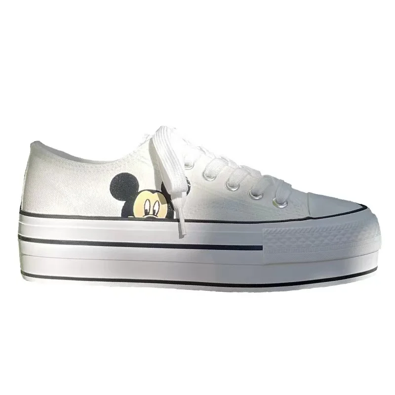 

drop shipping 2025 new spring real pictures grils white black canvas shoes student sprots mickey mouse board shoes for women