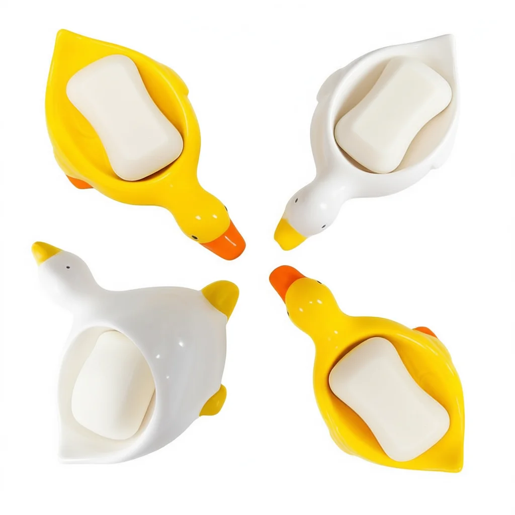 Cute Cat Duck Shape Soap Box Soap Dish Drainable Storage Holder Soap Container Storage Dish Household Bathroom Accessories