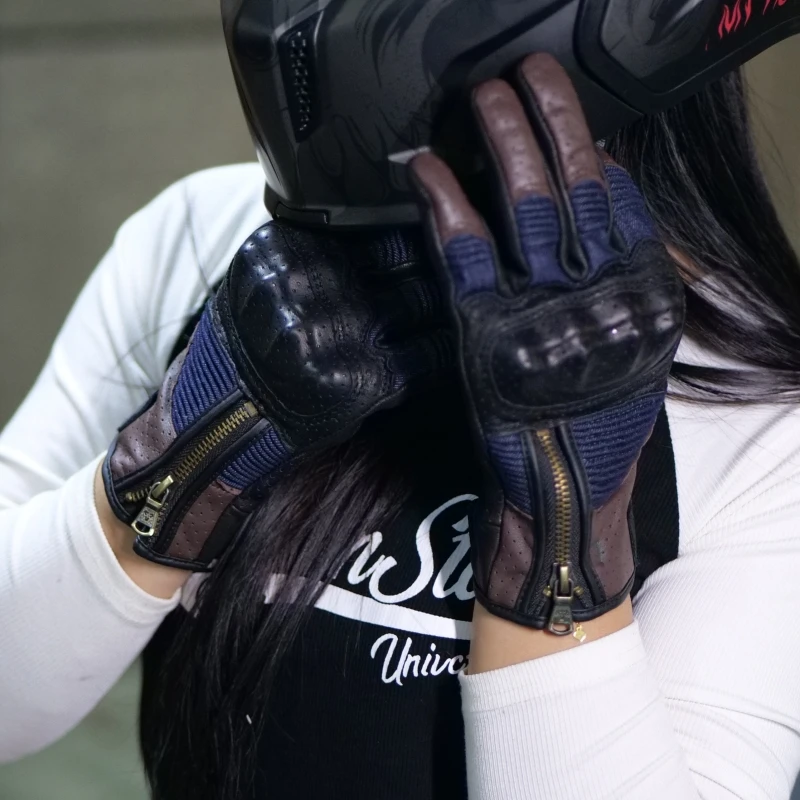 

Классические винтажные мотоциклетные кожаные перчатки из овчины, перфорированные мягкие дышащие перчатки для верховой езды, мотоциклетные перчатки для мотокросса