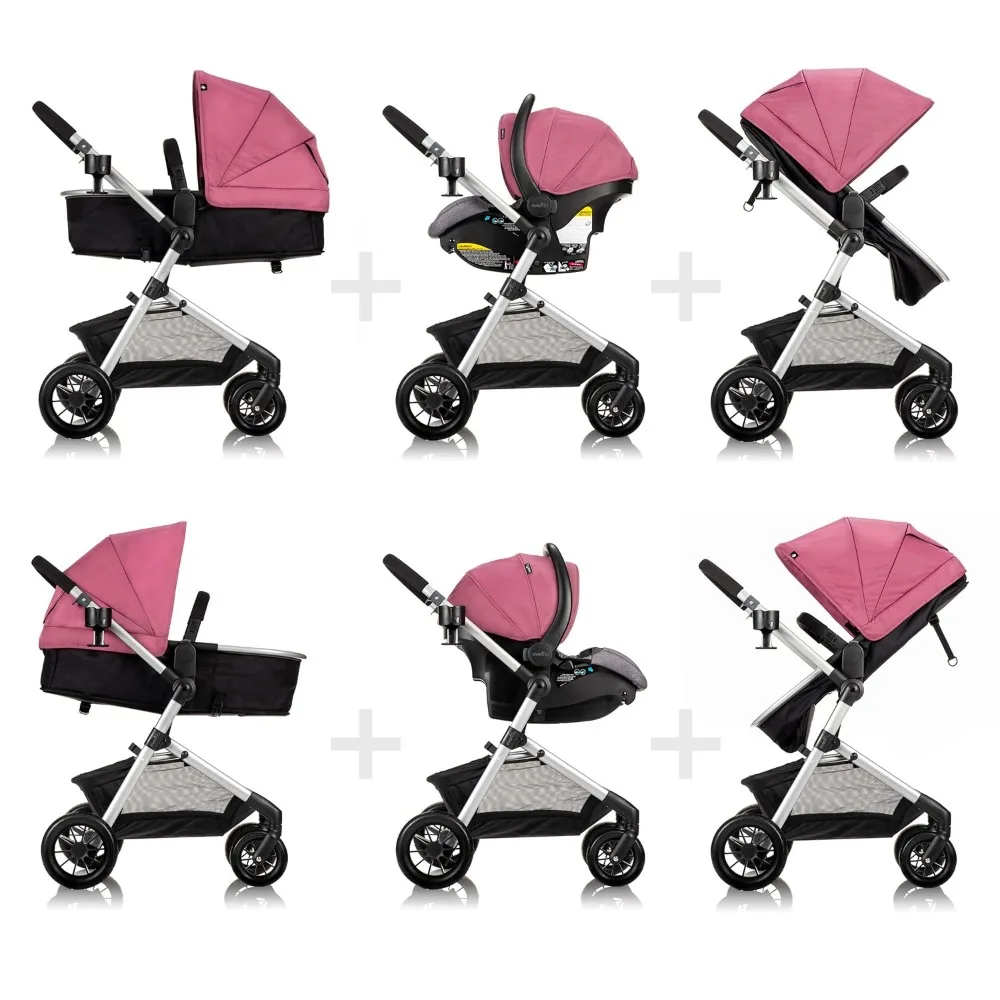 Pivot Modular Travel System with LiteMax Infant Car Seat with Anti-Rebound Bar (Dusty Rose Pink)