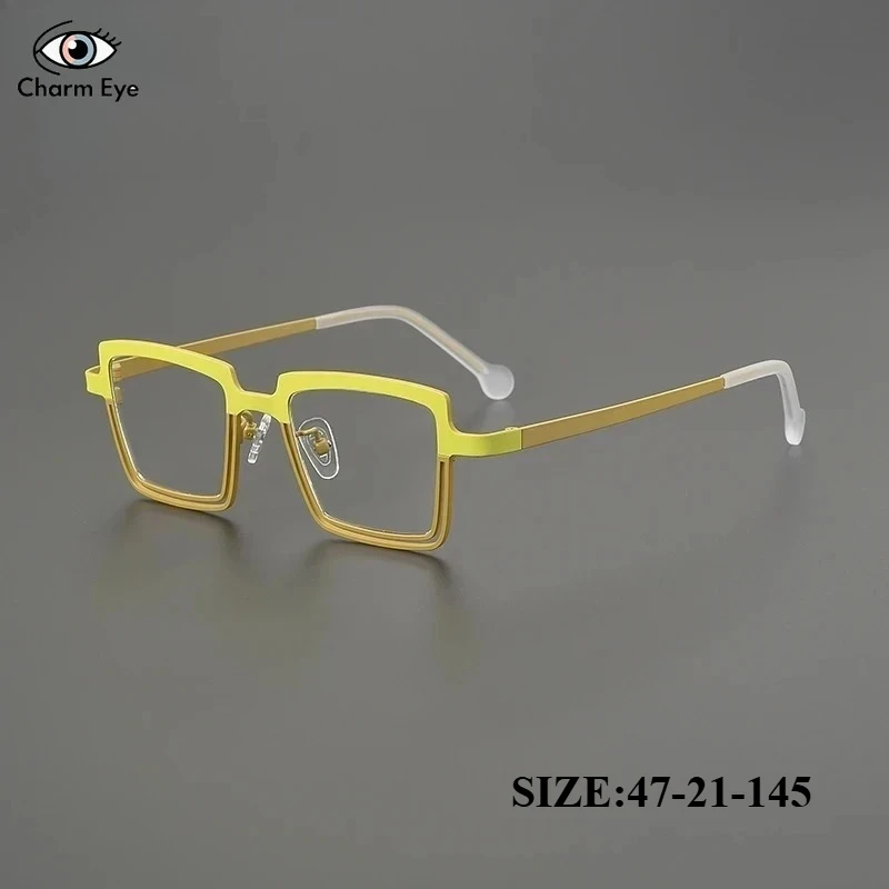 

Новые модные квадратные женские очки, уникальные ретро цветные блокированные ультралегкие очки из титанового сплава, мужские очки по рецепту