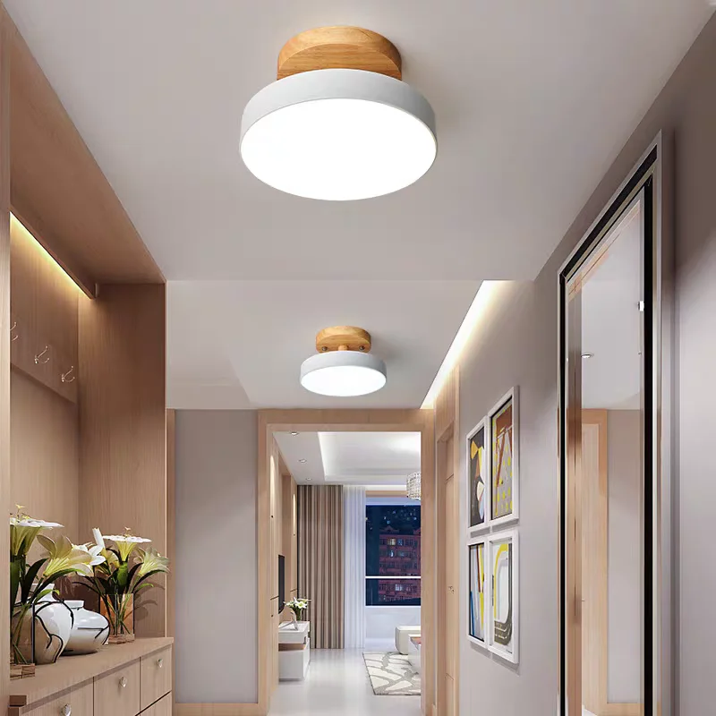 Corridor lights, ceiling lights, Nordic minimalist entrance lights, creative retro wood grain LED desk lamps