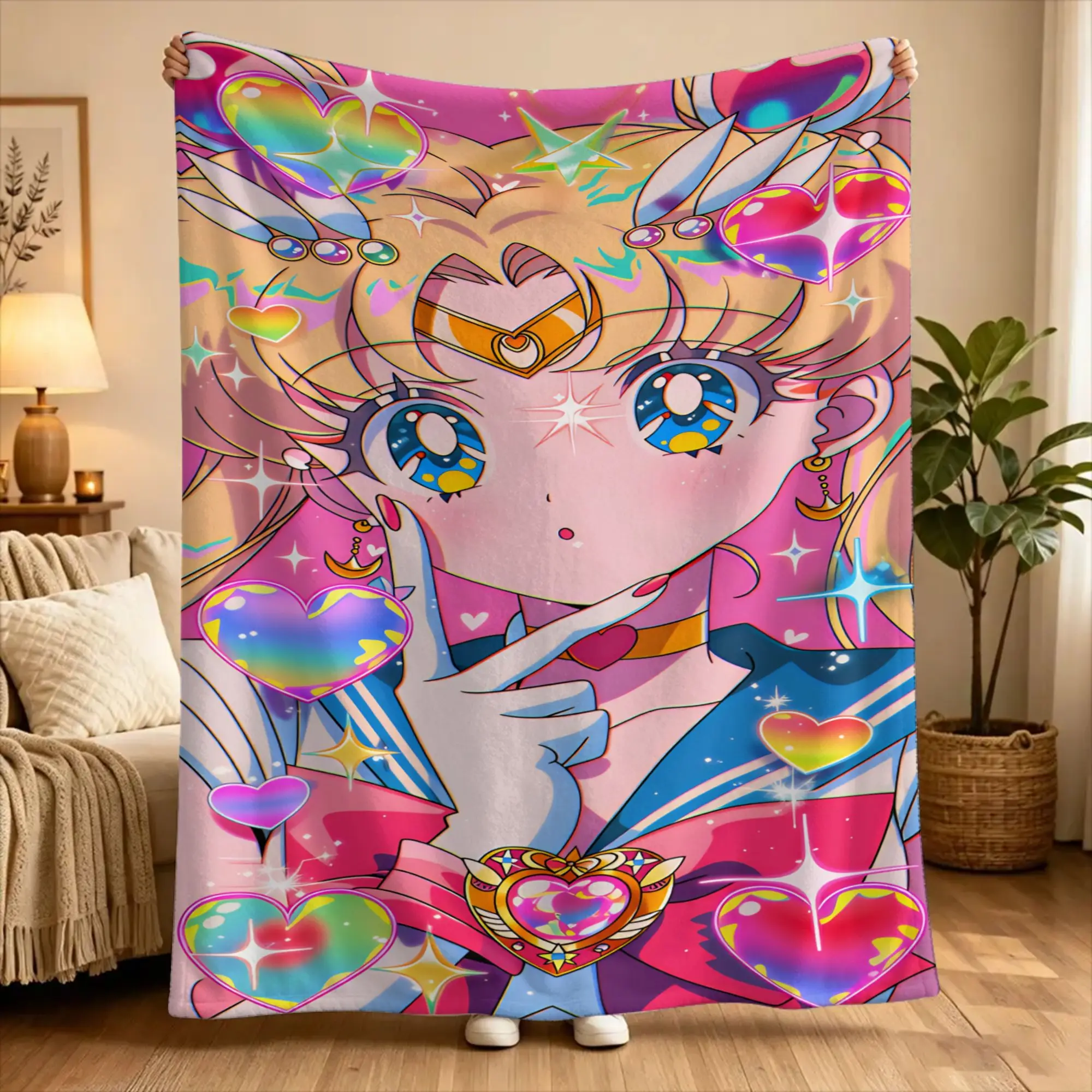 S-Sailor Moons Blanket Quality Warm Soft  Throw Blanket Winter Camping Bedroom Fashion Bedspread