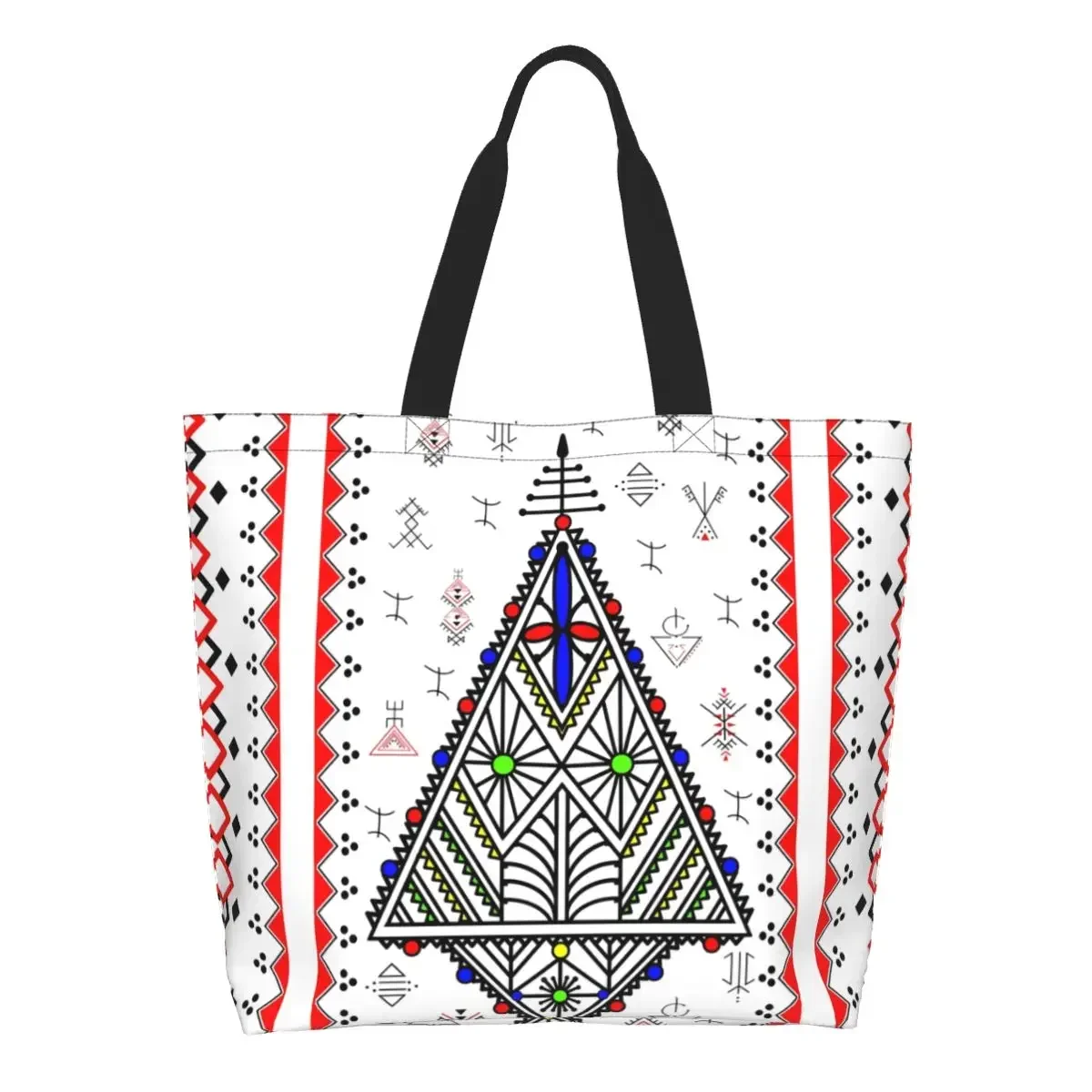 

Funny Printed Kabyle Amazigh Carpet Tote Shopping Bags Recycling Canvas Shoulder Shopper Africa Geometric Morocco Style Handbag