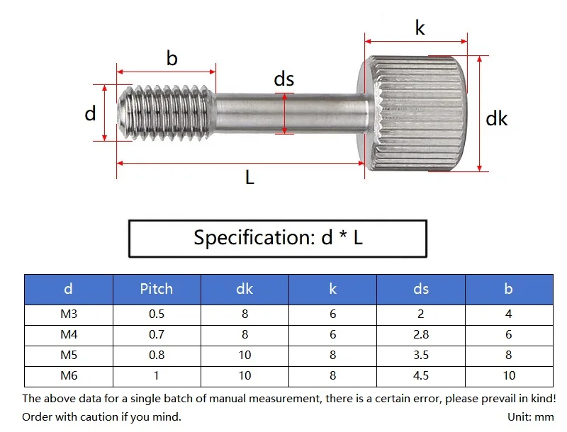M3 M4 M5 M6 304 Stainless Steel Knurled Round Captive Hand Tighten Screws Thumb Anti-loosening Bolt
