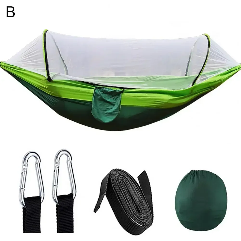 1-2 Person Portable Outdoor Camping Hammock with Mosquito Net High Strength Parachute- Fabric Hanging Bed Hunting Sleeping Swing